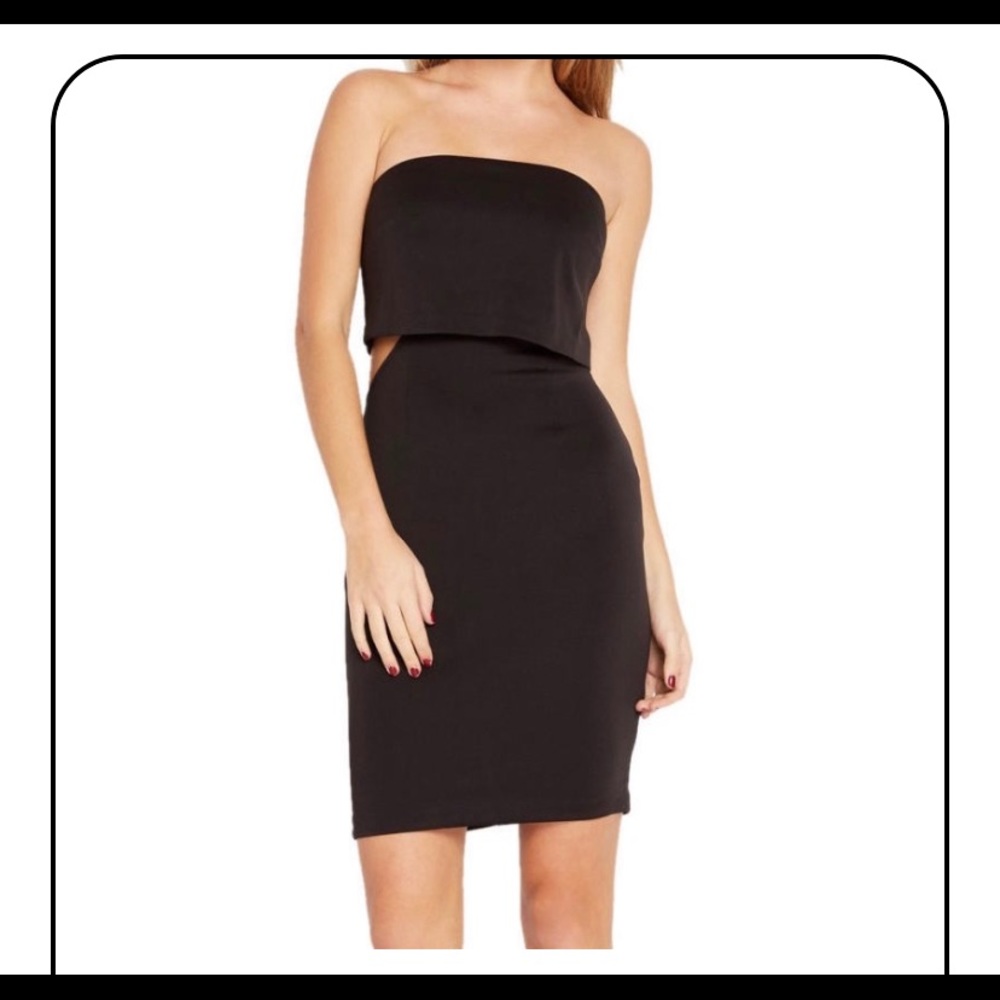 Side Cutout Strapless Bandeau Dress